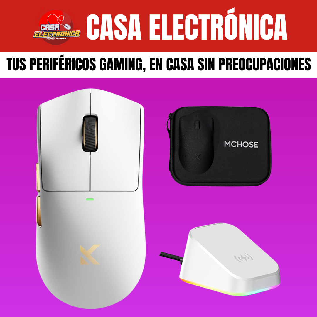 Mouse Inalámbrico Mchose K7 Ultra Competitivo PAW3950 8K Polling Rate Base de Carga