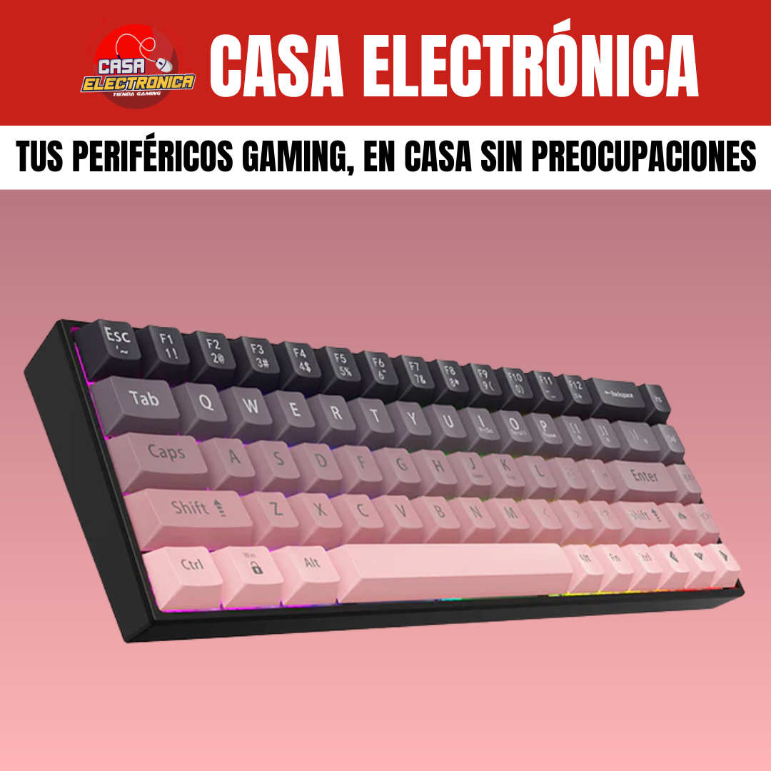 Teclado Mecánico Ajazz AK680 Led 65% Rosa Gaming