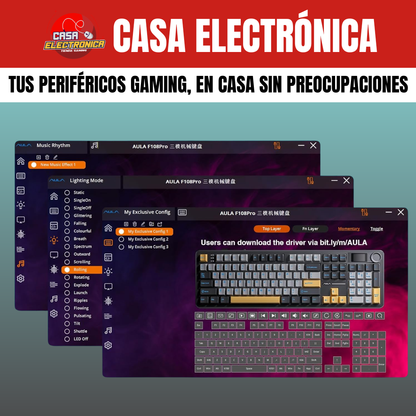 Teclado Inalámbrico Aula F108 PRO 100% Sonido Cremoso con Pantalla
