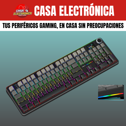 Teclado Inalámbrico Aula F108 PRO 100% Sonido Cremoso con Pantalla