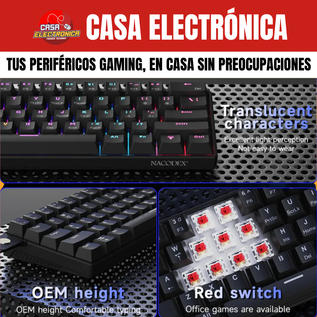 Teclado Mecánico Ajazz NK61 60% Arcoiris Led Gaming