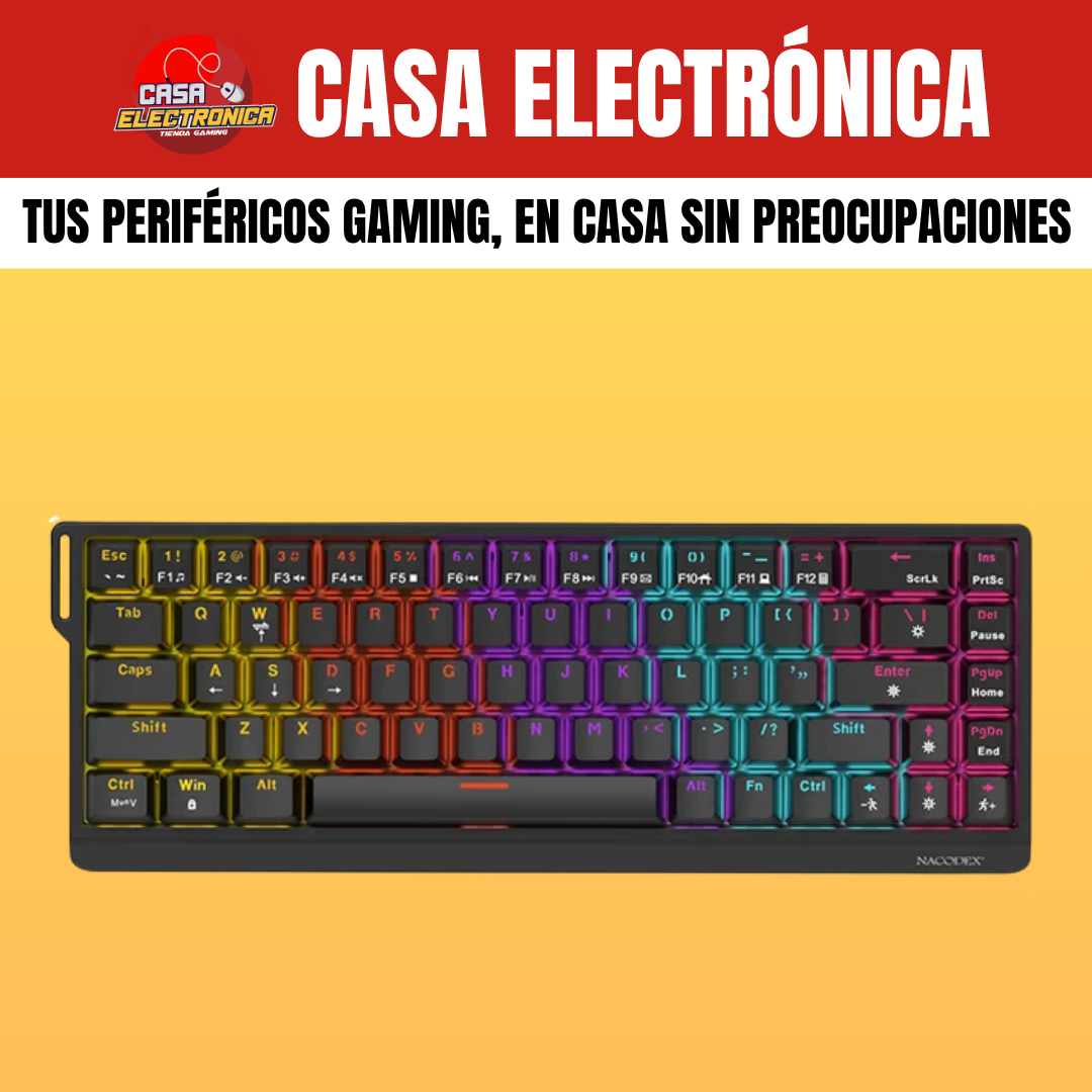 Teclado Mecánico Ajazz NK68 V2 65% Rainbow Reclinable Moderno Gaming