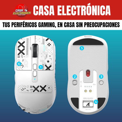 Mouse Inalámbrico Attack Shark X6 Competitivo con Base de Carga 26K RGB