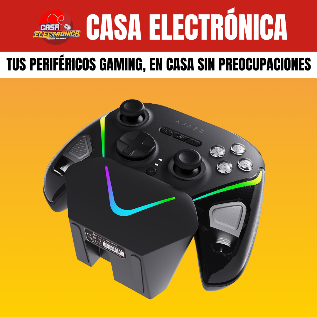 Mando Ajazz GP100 con Base de Carga Hall Effect RGB 800 mAH Trimodo
