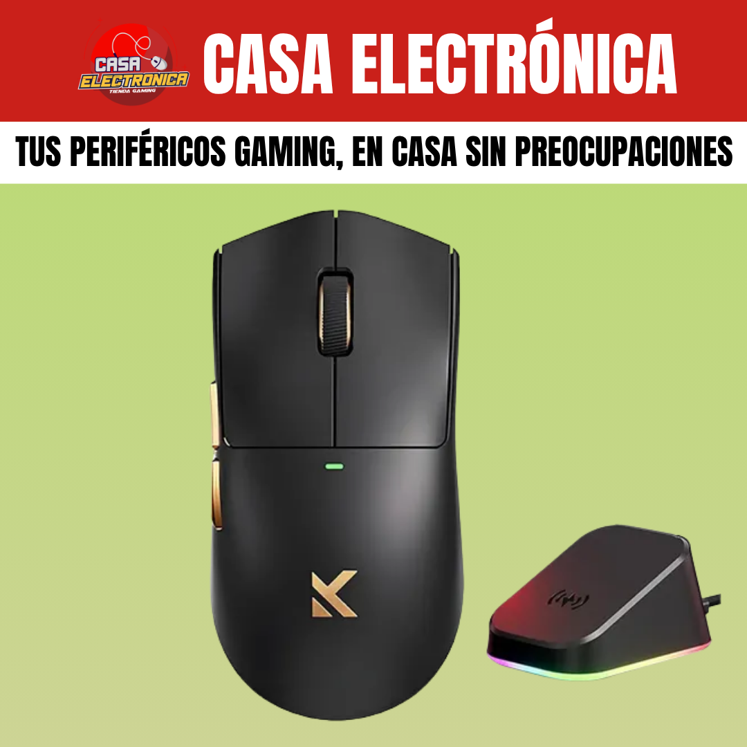 Mouse Inalámbrico Mchose K7 Ultra Competitivo PAW3950 8K Polling Rate Base de Carga