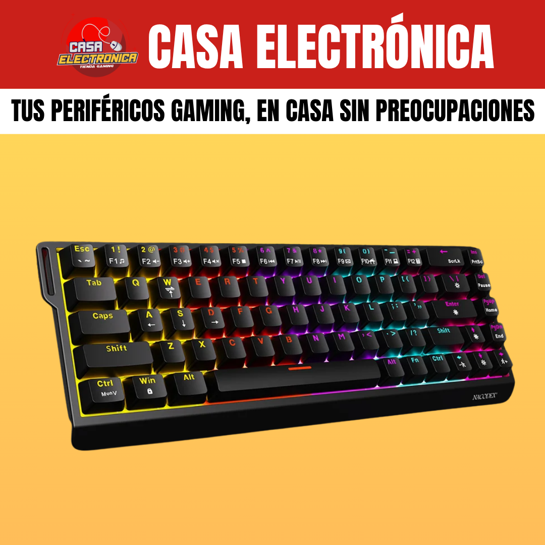 Teclado Mecánico Ajazz NK68 V2 65% Rainbow Reclinable Moderno Gaming