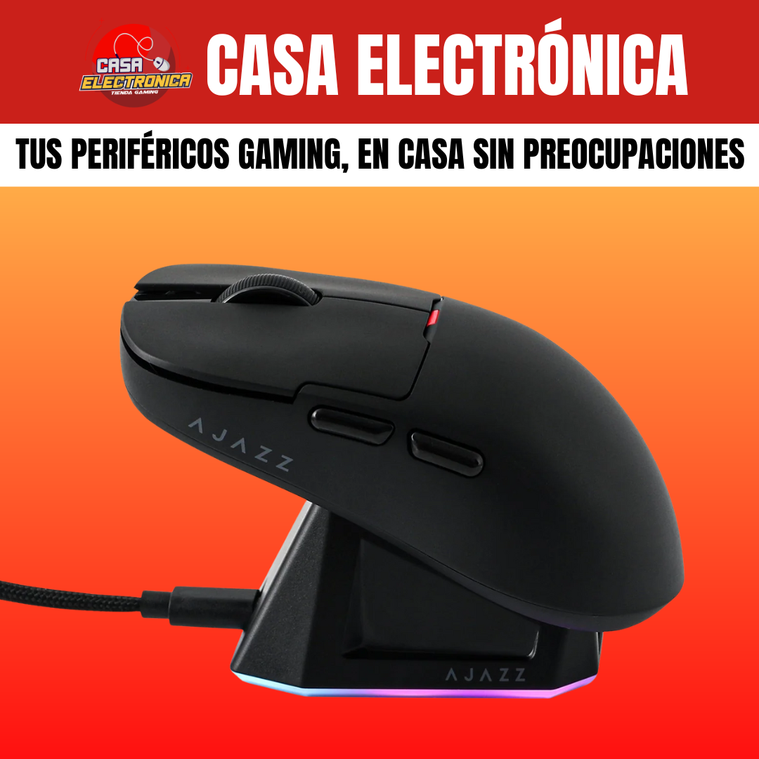 Mouse Inalámbrico Ajazz AJ159 PRO 8K HZ Polling Rate RGB Trimodo Base de Carga