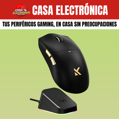Mouse Inalámbrico Mchose K7 Ultra Competitivo PAW3950 8K Polling Rate Base de Carga