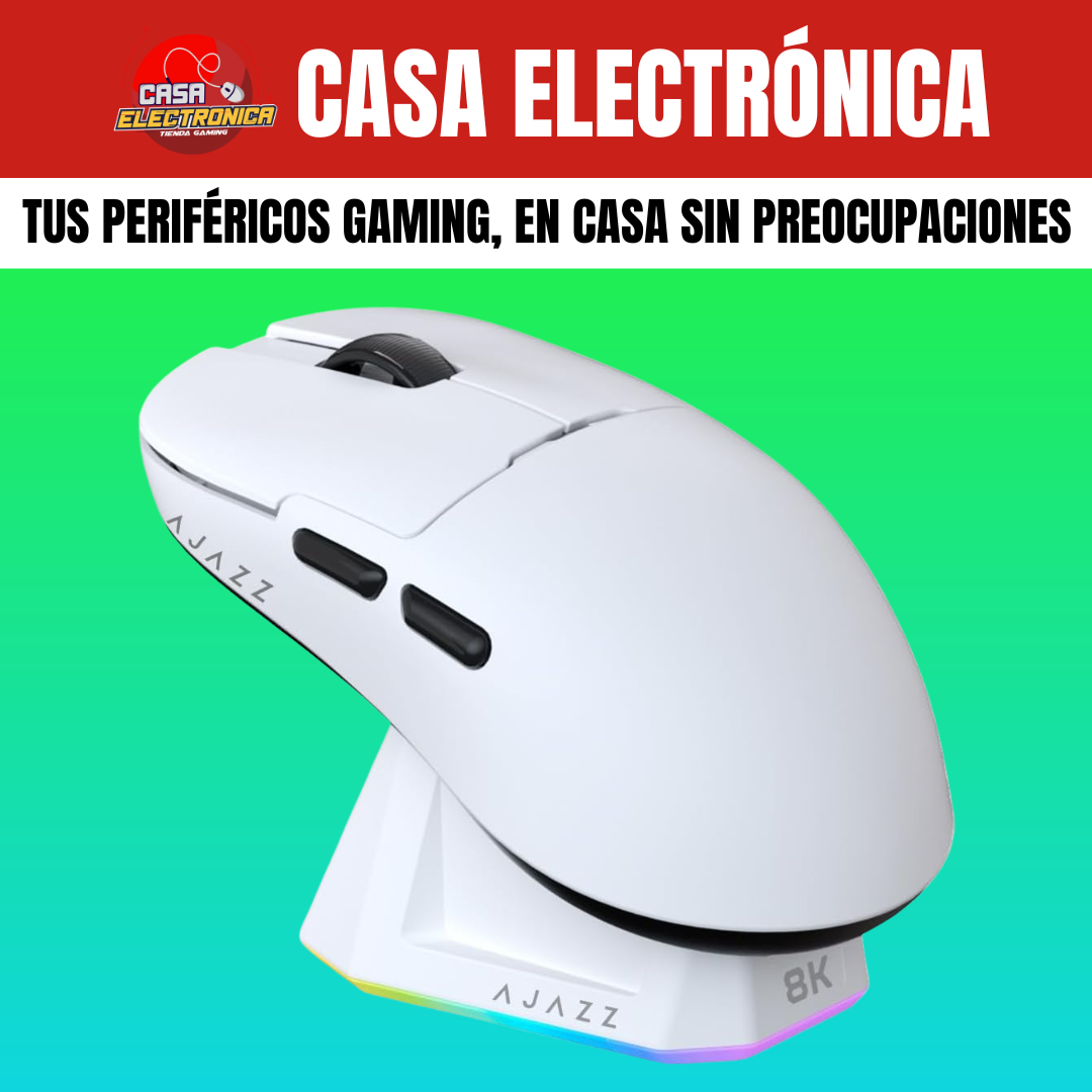 Mouse Inalámbrico Ajazz AJ159 PRO 8K HZ Polling Rate RGB Trimodo Base de Carga