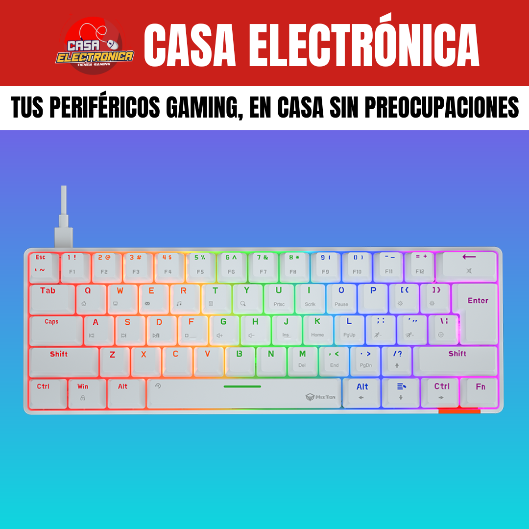 Teclado Mecánico Meetion MK005 Rainbow Led 60%