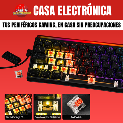 Teclado Mecánico Ajazz NK68 65% Rainbow Con Barra de Luz RGB